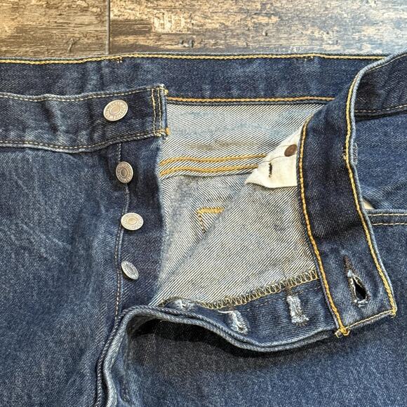 Levis 501 Jeans Mens 42x36 Straight Leg‎ Button Fly Classic Vintage Denim Work - Picture 3 of 11